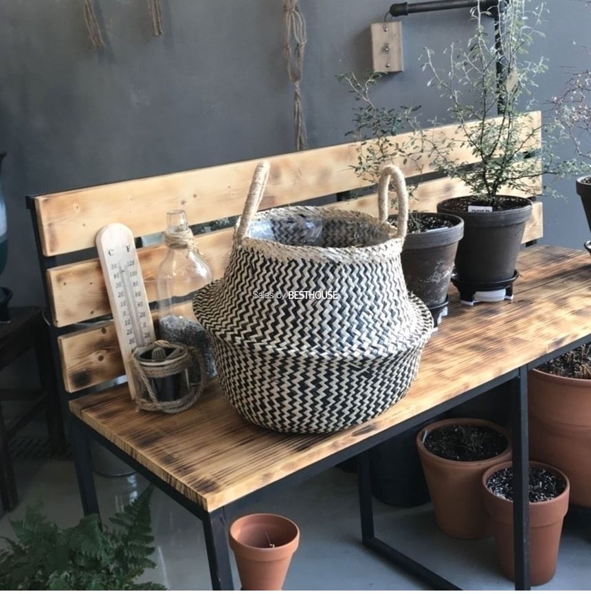 컬러 해초바구니-2중비닐 왕골 화분커버(중형) 22x27cm/화분선물/화초화분/꽃화분/심플한화분/모던한화분/