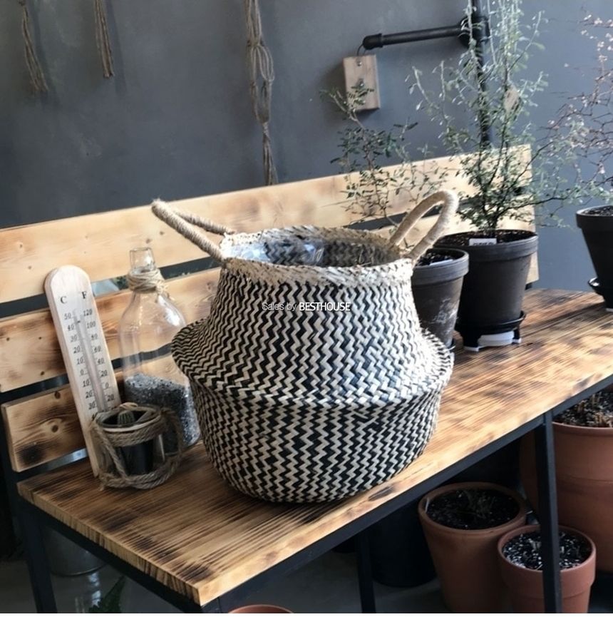 컬러 해초바구니-2중비닐 왕골 화분커버(중형) 22x27cm/화분선물/화초화분/꽃화분/심플한화분/모던한화분/