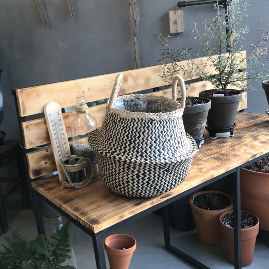 컬러 해초바구니-2중비닐 왕골 화분커버(소형) 17x25cm/화분선물/화초화분/꽃화분/심플한화분/모던한화분/
