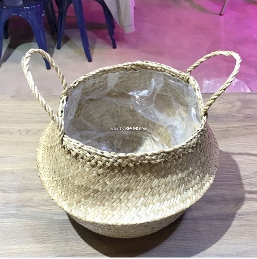 화분바구니-2중 비닐 왕골 화분 커버 (소형) 25x26cm/화분/정원용품/홈가드닝용품/가드닝용품/가정용화분/