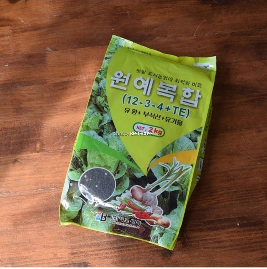 원예 복합 2Kg (12-3-4 TE) 유황 부식산 유기물 비료/비료/원예비료/식물비료/식물영양제/화분비료/화분영