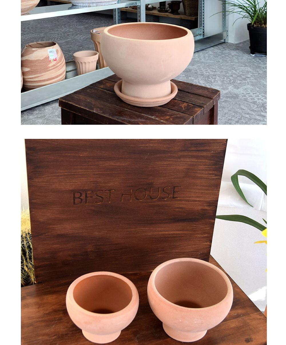 (D16+이태리R13받침) 베트남 토분 테라원 콤포트 트로피 아레나 D16x12cm/화분/흙화분/토분/예쁜화분/디자