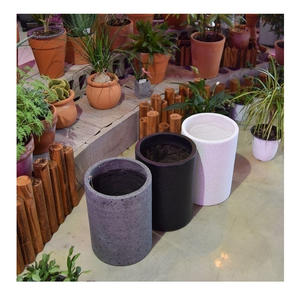 (블랙) 베하몰 시멘트 테라조 화분 대리석무늬 원형 21x35cm/장식화분/디자인화분/대리석무늬화분/테라조화