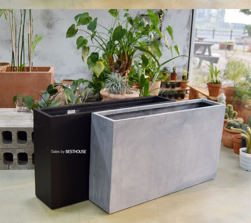 (무광 블랙 (물구멍타공)) 모던 FRP 초대형화분 옆이넓은 직사각 HP1036 107x30x62cm/화분/장식용화분/인테