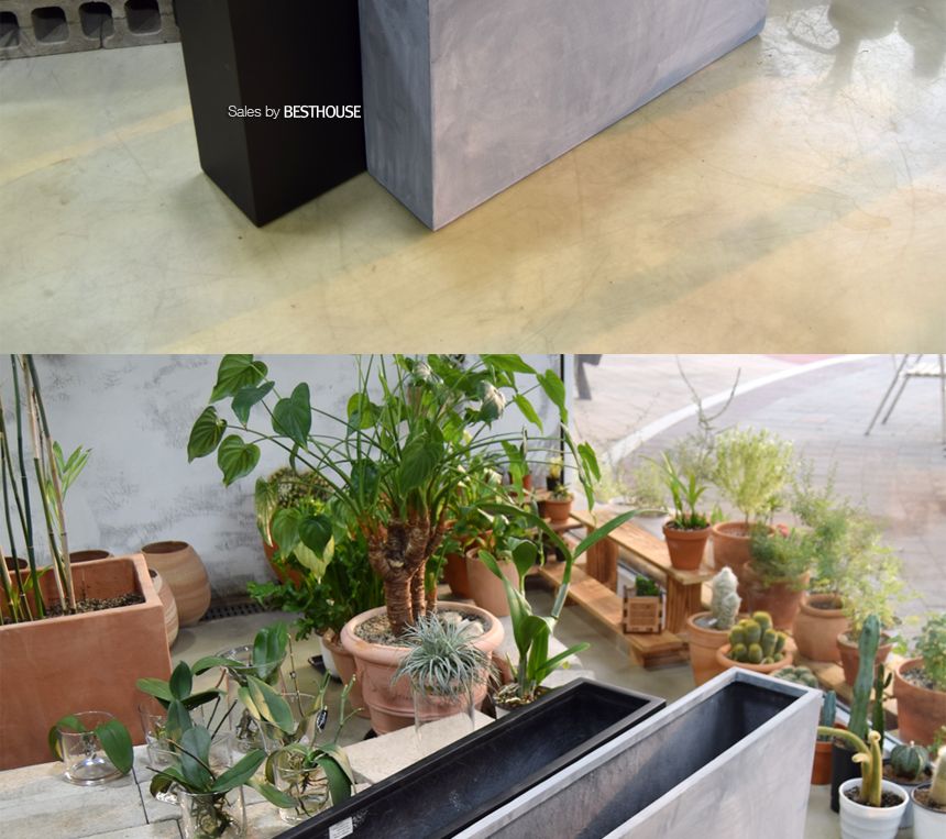 (무광 블랙 (물구멍타공)) 모던 FRP 초대형화분 옆이넓은 직사각 HP1036 107x30x62cm/화분/장식용화분/인테