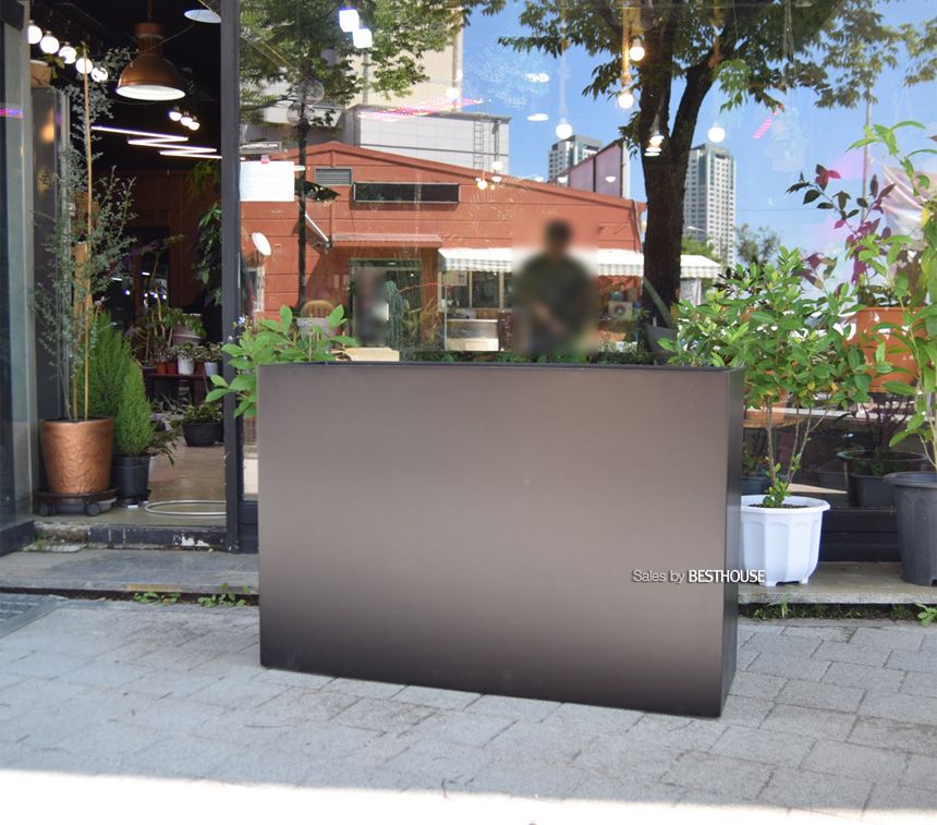 (무광 블랙 (물구멍타공)) 모던 FRP 초대형화분 옆이넓은 직사각 HP1036 107x30x62cm/화분/장식용화분/인테