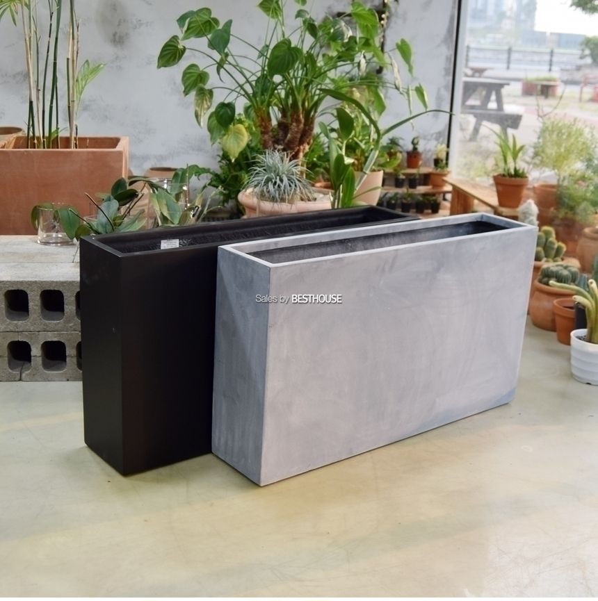 (무광 블랙 (물구멍타공)) 모던 FRP 초대형화분 옆이넓은 직사각 HP1036 107x30x62cm/화분/장식용화분/인테