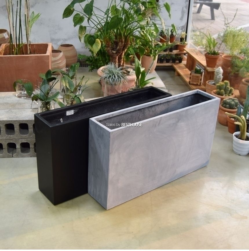 (무광 블랙 (물구멍타공)) 모던 FRP 초대형화분 옆이넓은 직사각 HP1036 107x30x62cm/화분/장식용화분/인테