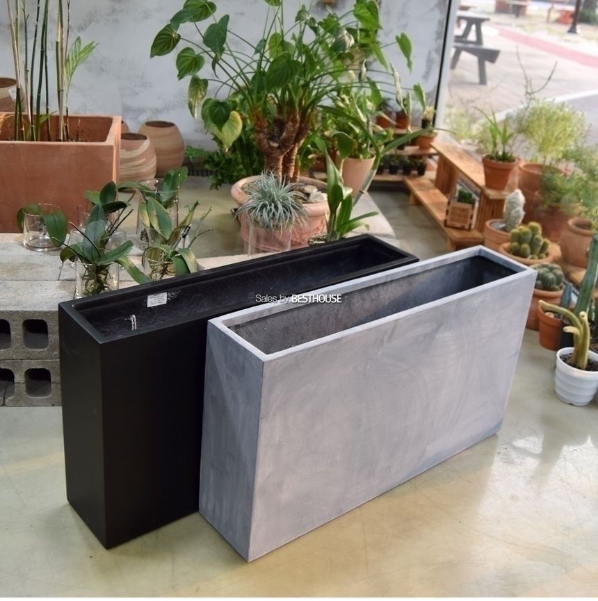 (무광 블랙 (물구멍타공)) 모던 FRP 초대형화분 옆이넓은 직사각 HP1036 107x30x62cm/화분/장식용화분/인테