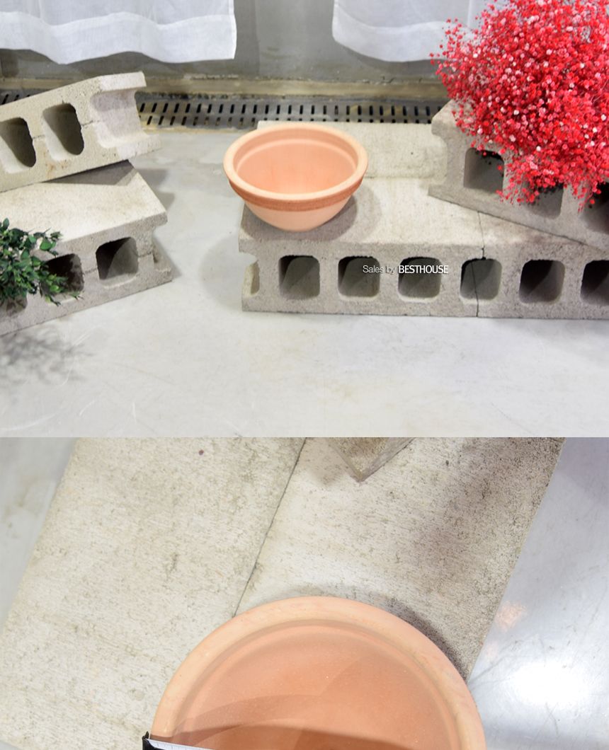 이탈리아 토분.반원 소보로그래피도 R23 23x11cm/화분/식물화분/꽃화분/장식용화분/인테리어화분/화분용기/