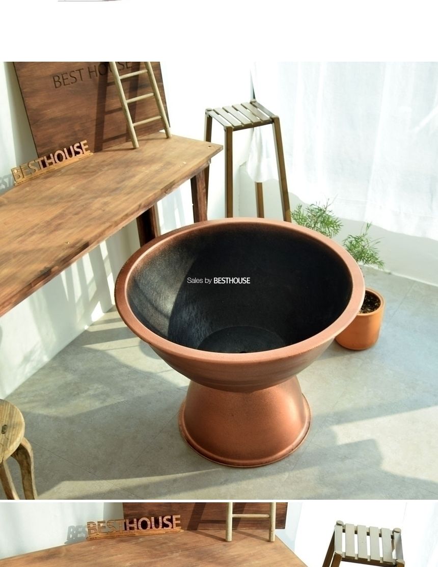 수지 원형 받침형 도로 화분 브론즈 700 set/수지원형화분/원형화분/받침형화분/장식화분/디자인화분/실내