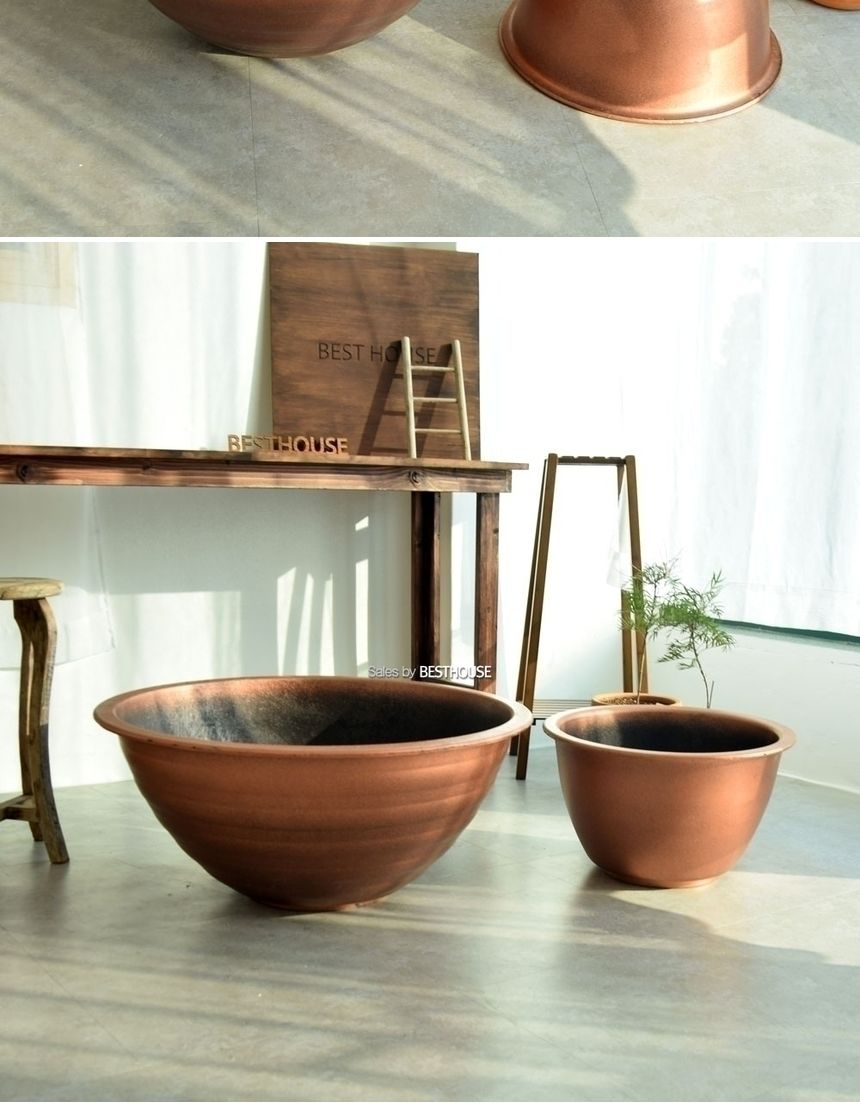 수지 원형 받침형 도로 화분 브론즈 700 set/수지원형화분/원형화분/받침형화분/장식화분/디자인화분/실내