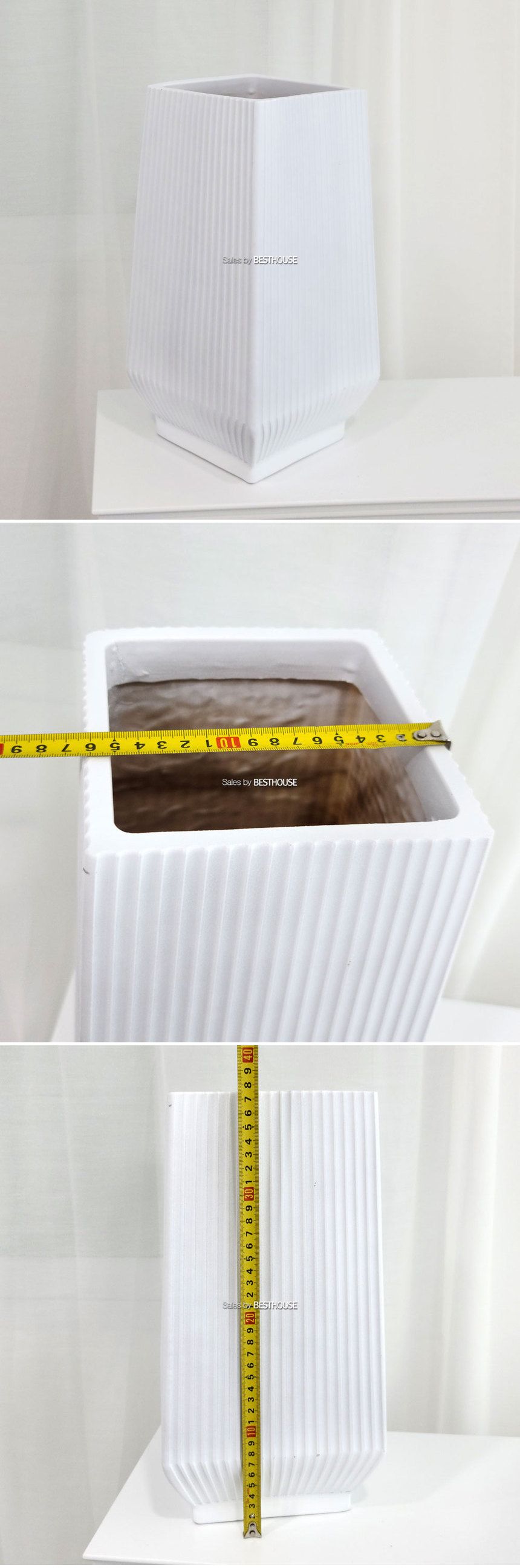 모던 수지 경량 마블 화분 16x37cm 에이바 화이트/화분/원예용품/홈가든/홈가든용품/거실화분/가정용화분/