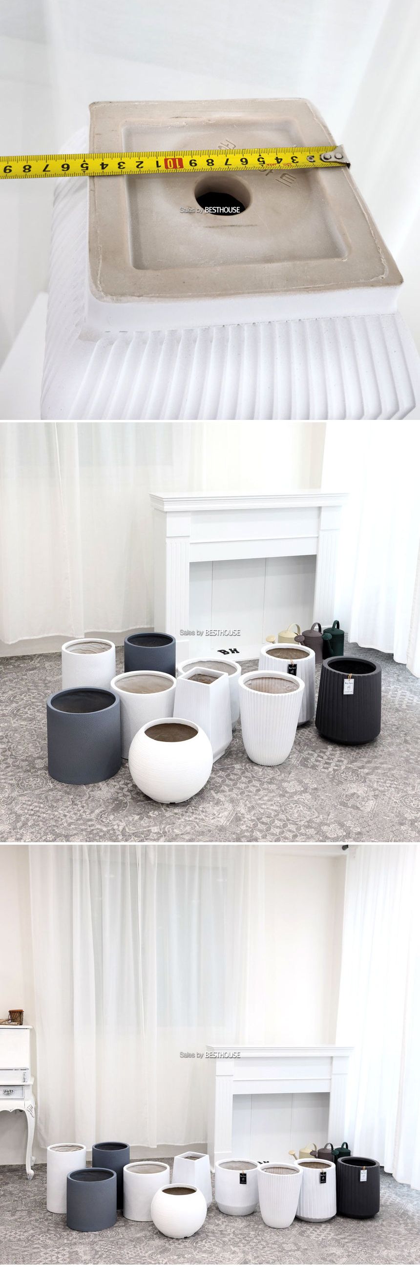 모던 수지 경량 마블 화분 16x37cm 에이바 화이트/화분/원예용품/홈가든/홈가든용품/거실화분/가정용화분/