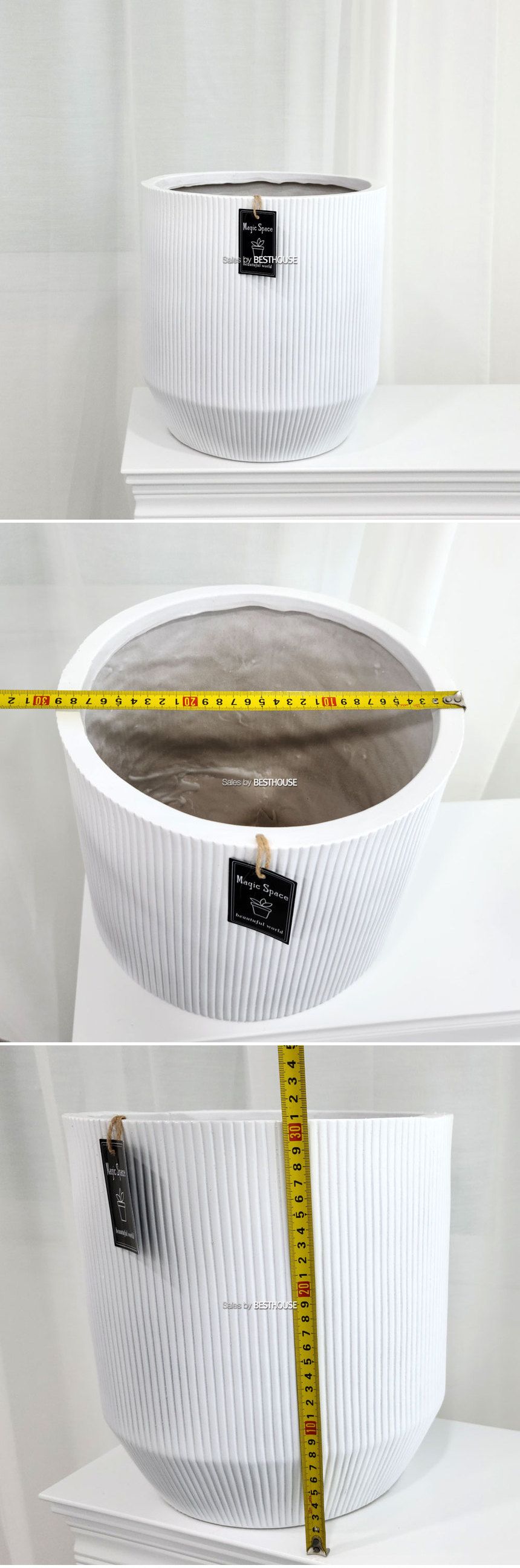 (화이트) 모던 수지 경량 마블 화분 29x30cm 엘라/화분/원예용품/홈가든/홈가든용품/거실화분/가정용화분/