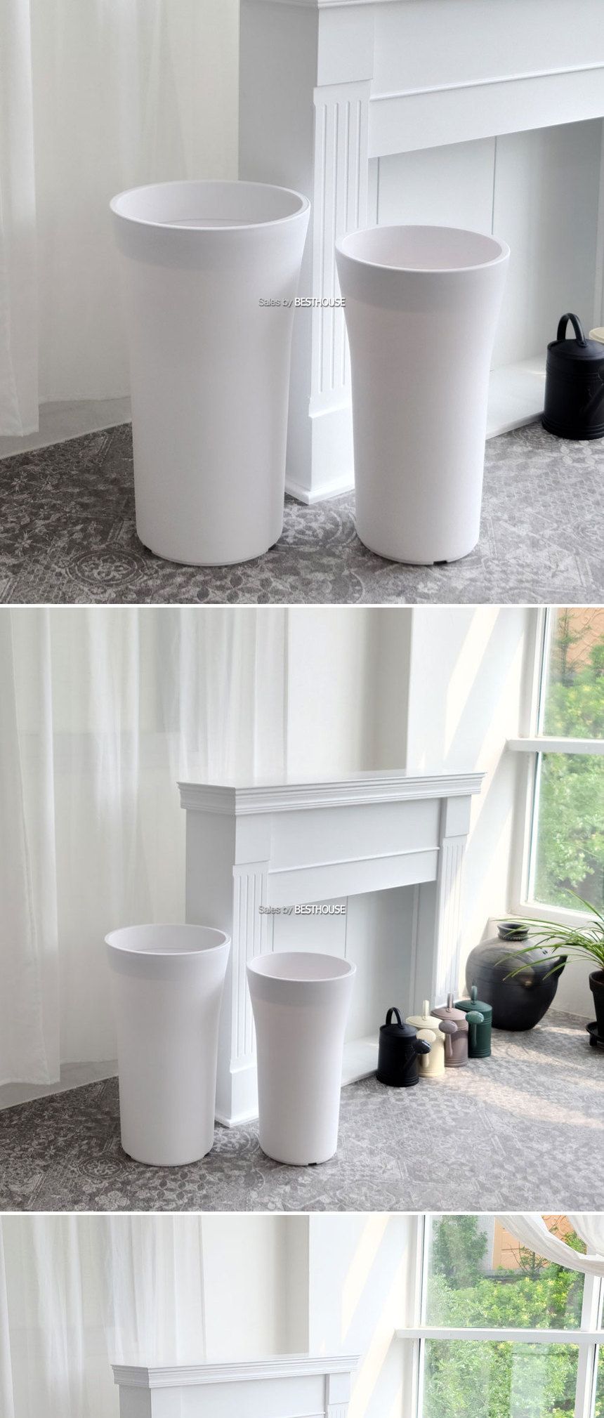 (35x60cm) 베이직라인 플라스틱 긴원형 화분 D30 D35/플라스틱화분/꽃화분/식물화분/가정용화분/장식용화분