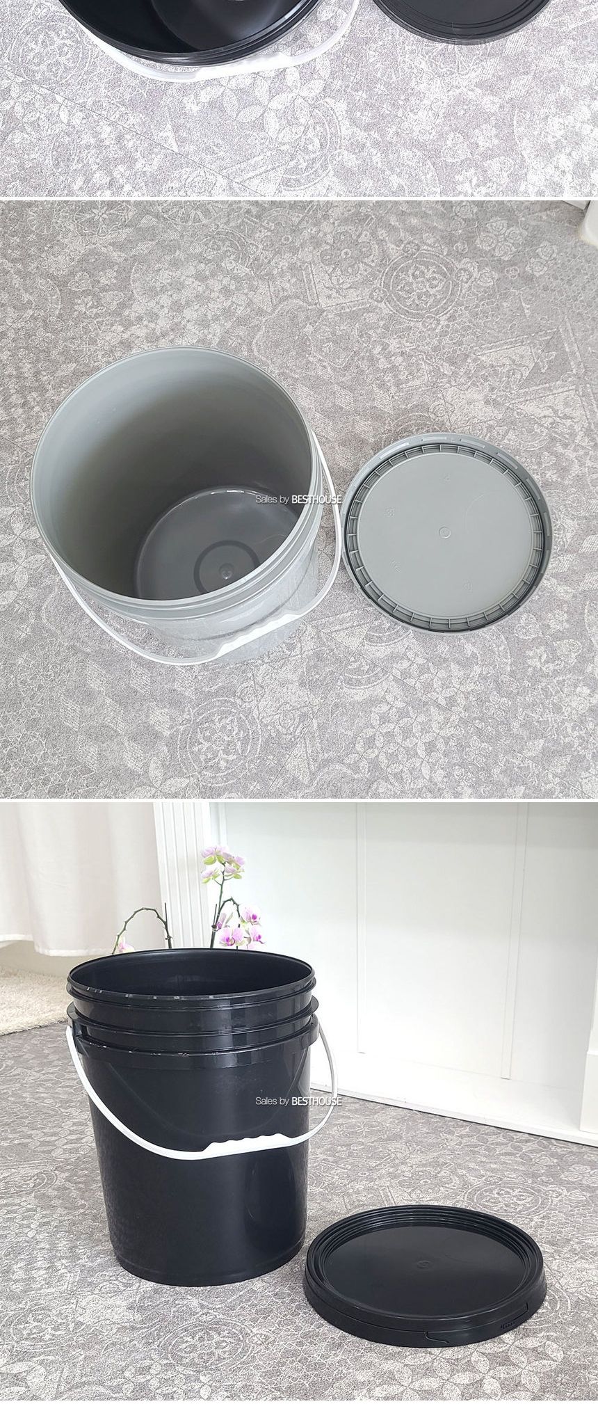 베하몰 PP 플라스틱 빈통 바케스 20L 플라스틱원형통 원형바케스 원형바게스 수납바게스 20L원형통 원형케이스 원통형바케스 원형화분 손잡이빈통 손잡이바케스 PP바케스