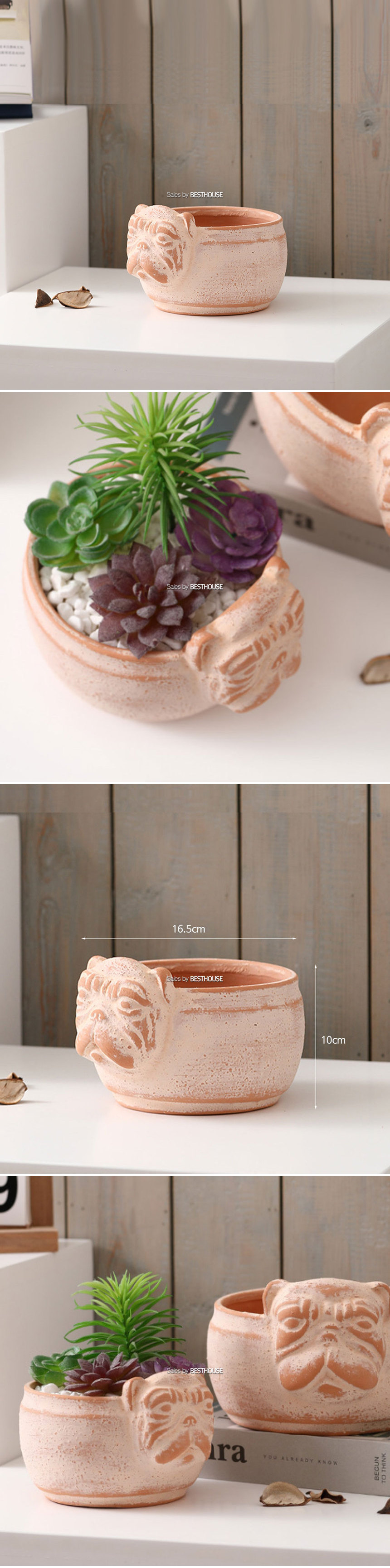 분재형 동물 토분 화분 강아지 16x10cm 스노우화이트/장식용화분/토분/꽃화분/나무화분/인테리어화분/화분