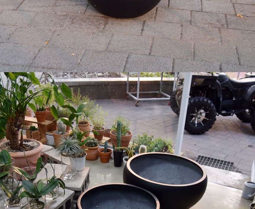 (물구멍타공(단순변심불가)) 모던 FRP 낮은원형 HP1282 73x35cm 무광블랙/화분/정원용품/홈가드닝용품/가드