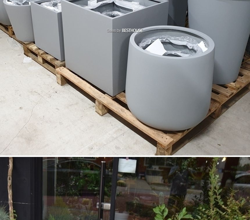 (물구멍X) 모던 FRP 낮은원형 HP1282 51x25cm 무광블랙/화분/정원용품/홈가드닝용품/가드닝화분/가정용화분