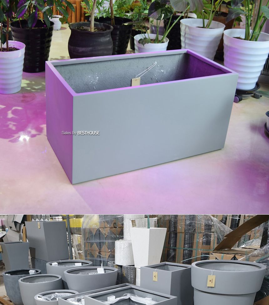 (물구멍X) 모던 초대형 화분 직사각 HP1259 D100 네추럴시멘트/화분/정원용품/홈가드닝용품/가드닝화분/가