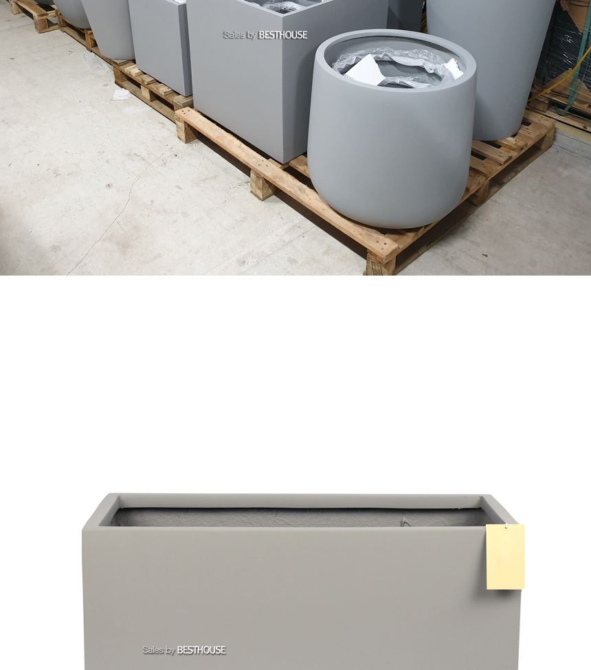 (물구멍X) 모던 초대형 화분 직사각 HP1259 D100 네추럴시멘트/화분/정원용품/홈가드닝용품/가드닝화분/가