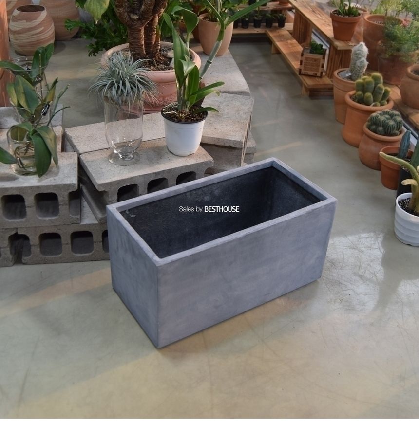 (물구멍X) 모던 초대형 화분 직사각 HP1259 D100 네추럴시멘트/화분/정원용품/홈가드닝용품/가드닝화분/가