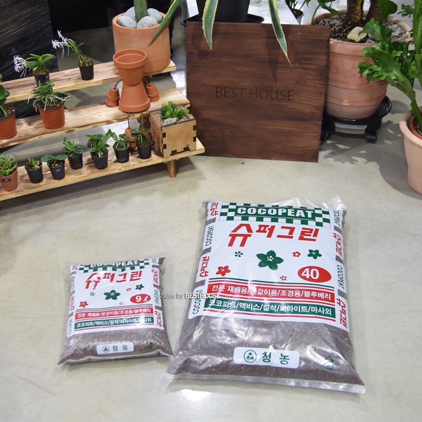 청농 수퍼그린 9L 분갈이 흙/가정용흙/원예용흙/원예흙/원예용품/식물키우기/분갈이용흙/분갈이흙/화분분갈