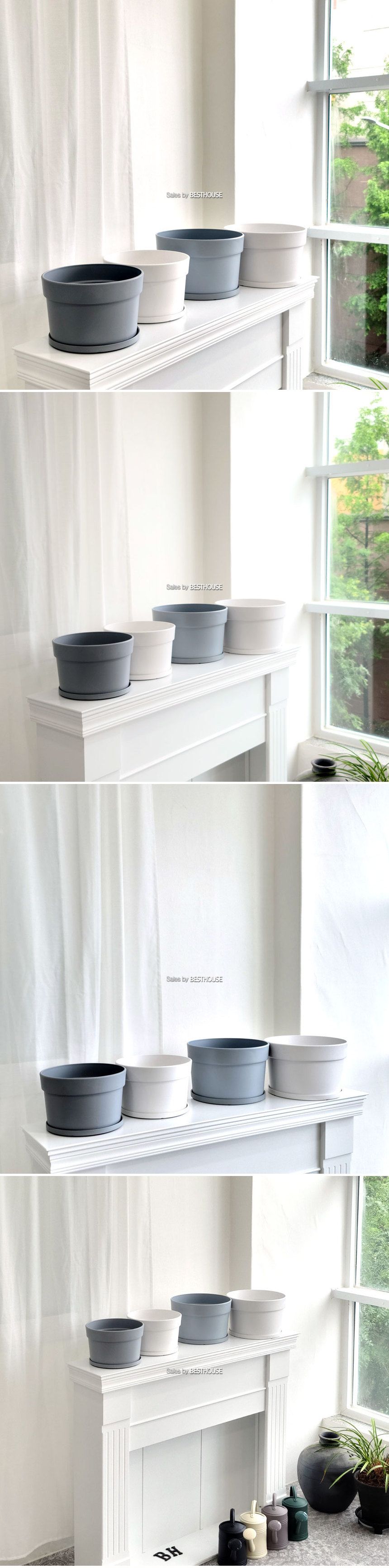 고강도 플라스틱 낮은기본형 분재화분 (소) 그레이 25x16cm/꽃용기/식물화분/식물용기/장식용화분/화분용기