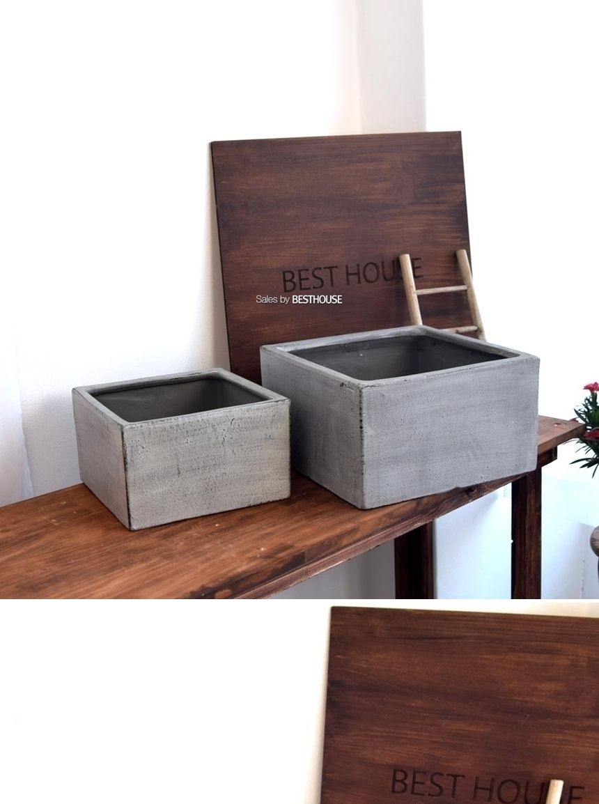 2개셋모던FRP 낮은정사각 24x14 30x17cm 분재화분/모던화분/거실화분/분갈이화분/디자인화분/빈티지화분/정