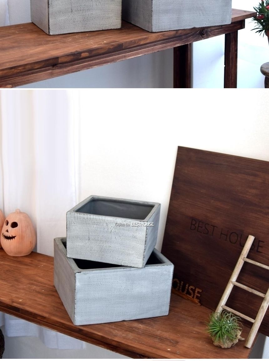 2개셋모던FRP 낮은정사각 24x14 30x17cm 분재화분/모던화분/거실화분/분갈이화분/디자인화분/빈티지화분/정