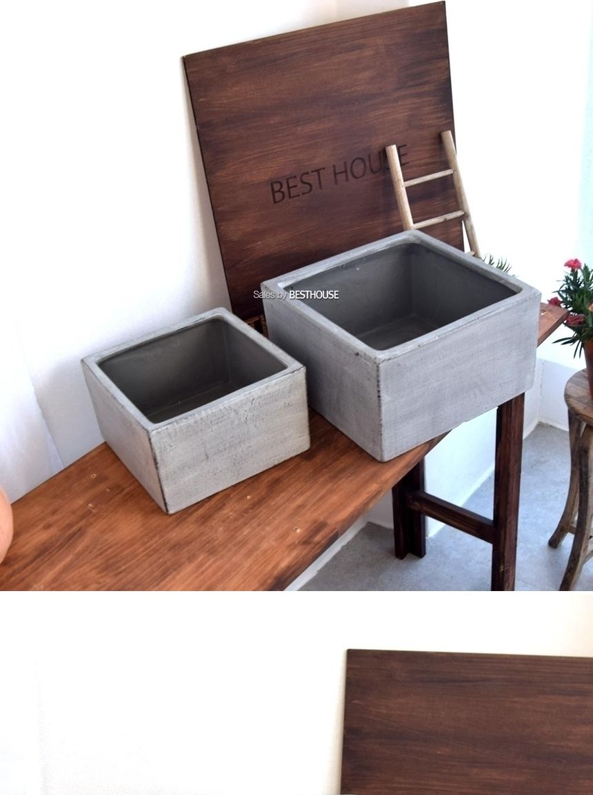 2개셋모던FRP 낮은정사각 24x14 30x17cm 분재화분/모던화분/거실화분/분갈이화분/디자인화분/빈티지화분/정