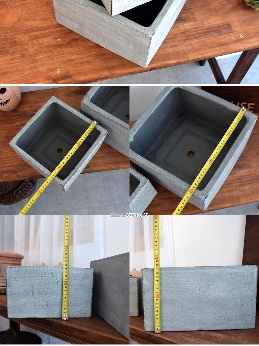 2개셋모던FRP 낮은정사각 24x14 30x17cm 분재화분/모던화분/거실화분/분갈이화분/디자인화분/빈티지화분/정