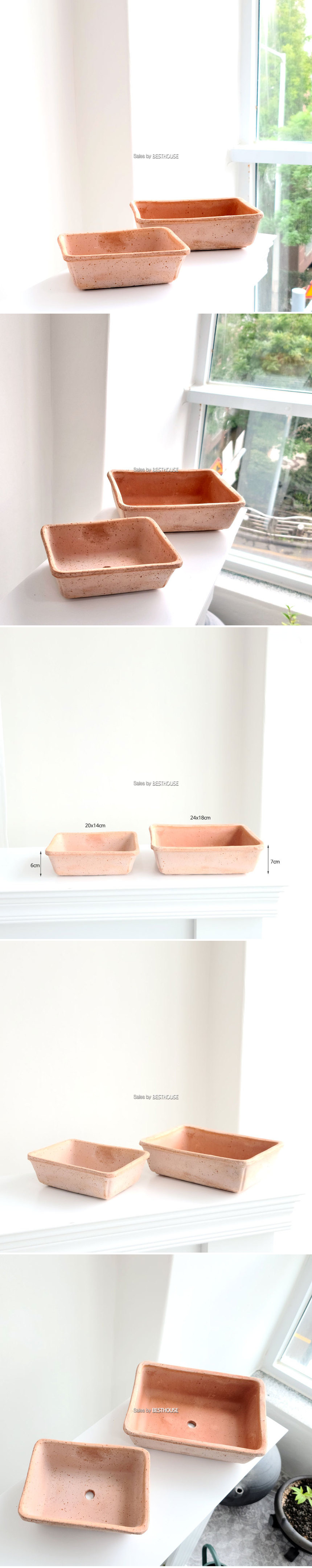 이탈리아 러스틱 수제 토분 직사각분재 D24x18cm/가드닝소품/분재화분/거실화분/베란다정원/베란다화분/분