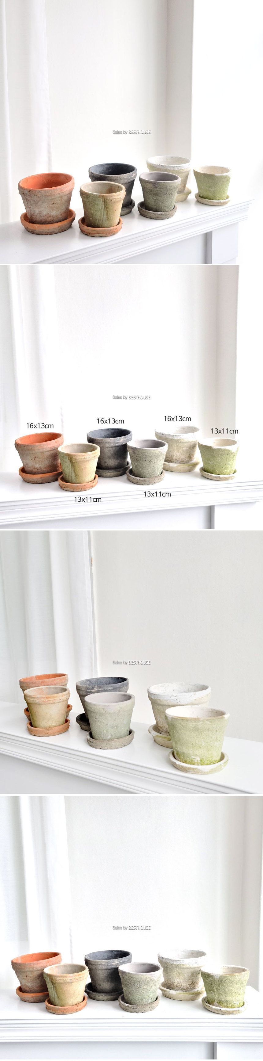 (모스그린) 2개셋트 빈티지 천연이끼 고토분 베이직라인/빈티지화분/장식용화분/인테리어화분/꽃화분/식물