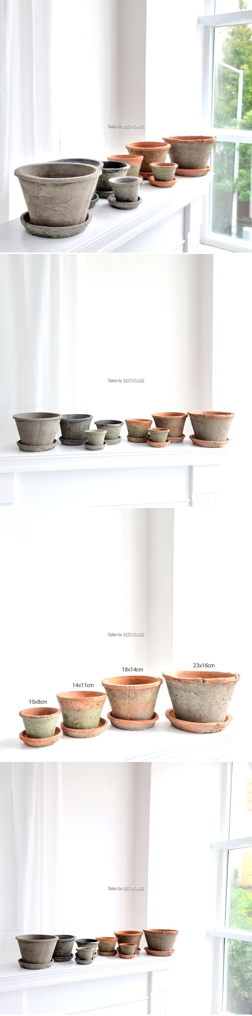 (모스그린) 4개셋트 빈티지 천연이끼 고토분 베이직볼/화분/장식용화분/인테리어화분/꽃화분/식물화분/토분