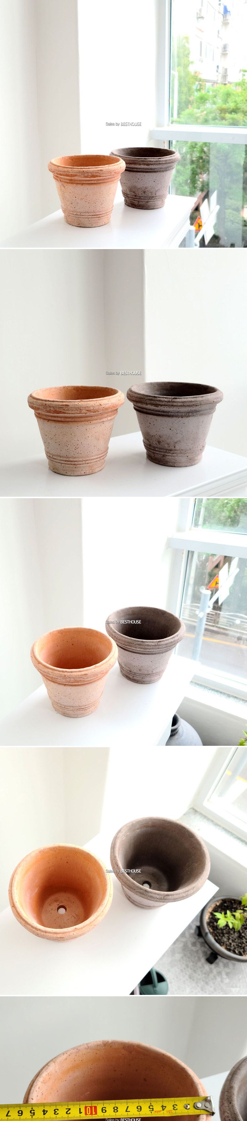 (15x12cm 살구색) 이탈리아 러스틱 수제 토분 더블링 15x12cm/수제토분/분갈이화분/깔끔한화분/토분/단지형