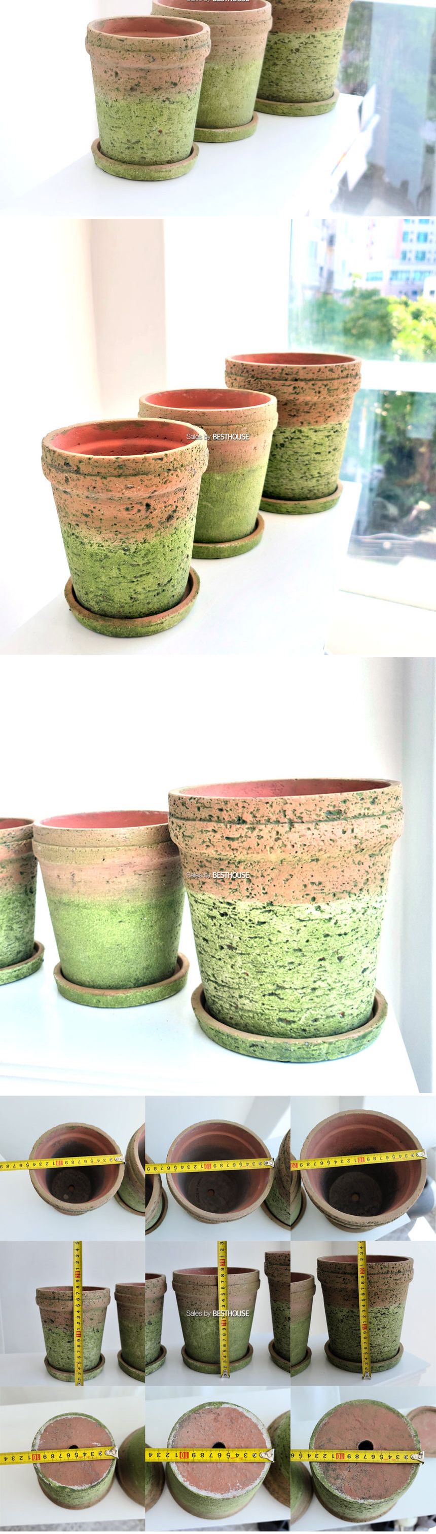 빈티지 이끼 시멘트 화분 베이직라인 D16x18cm 중/분재화분/디자인분재화분/디자인화분/식물화분/화분/인테