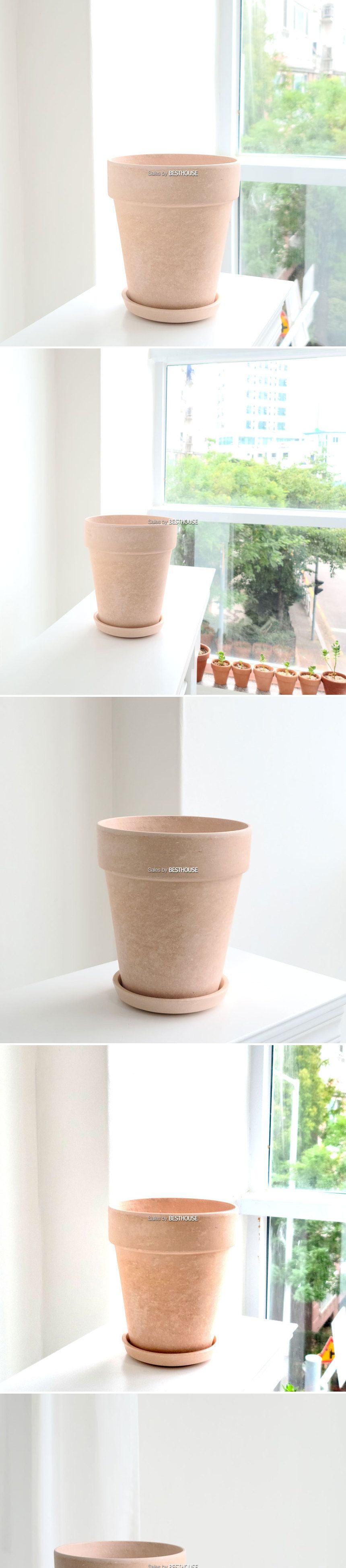 FRP 경량 인테리어 화분 키큰기본형 17x19cm 살구색/대형화분/개업축하화분/집들이화분/플라스틱화분/원형