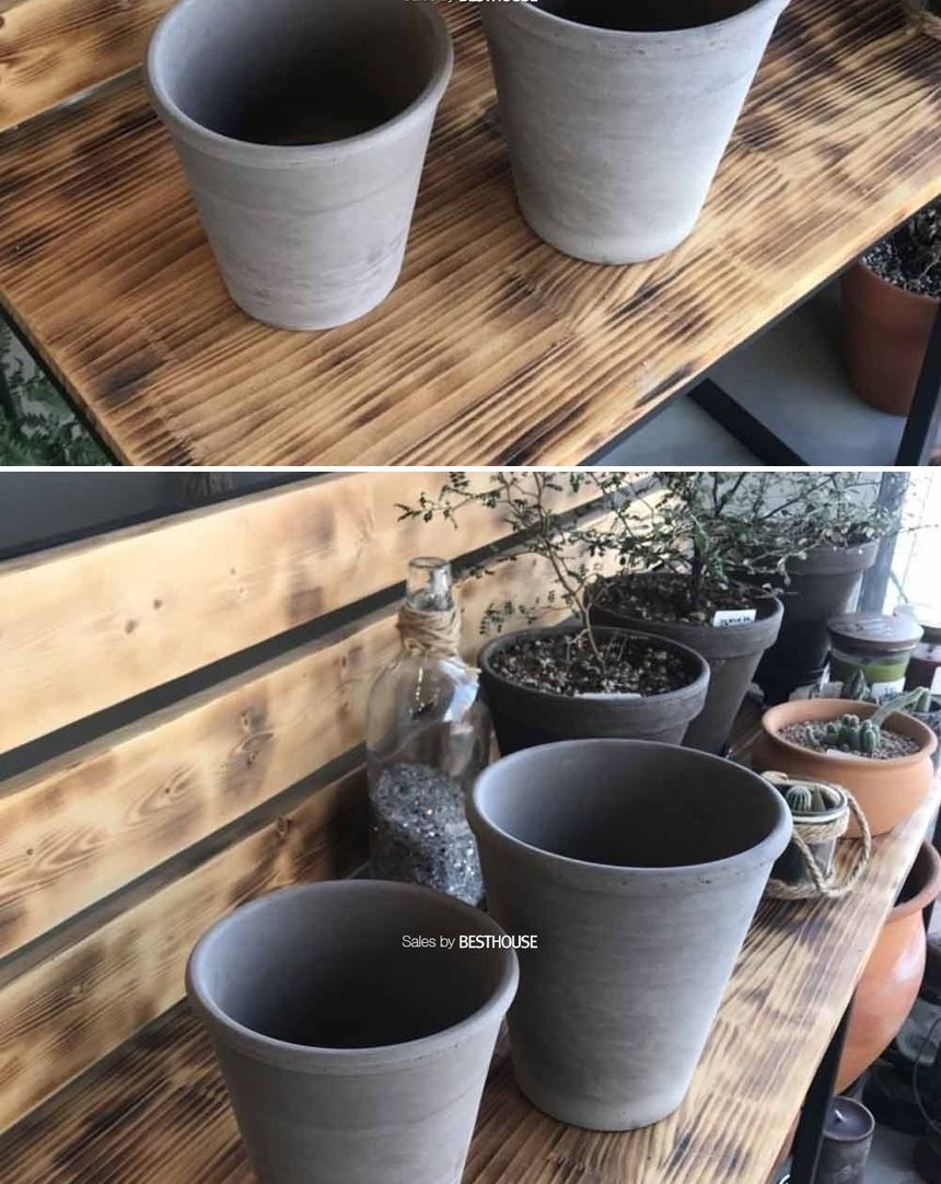독일산 그레이 꼬깔 토분 화분 로즈분3호 16x16cm/화분/식물화분/꽃화분/장식용화분/인테리어화분/토분/식