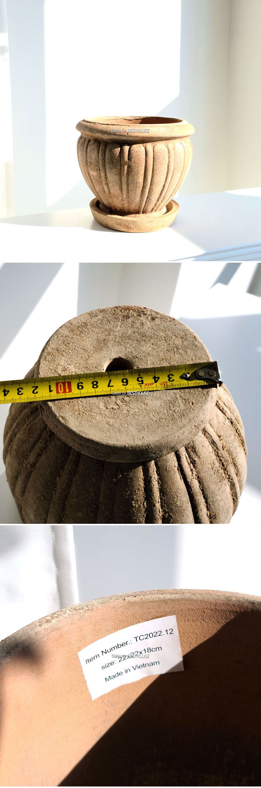 테라원 빈티지 아쿠아 토분 TC12 22x18cm 받침셋트/실내화분/정원화분/빈티지토분/소품화분/식물화분/장식