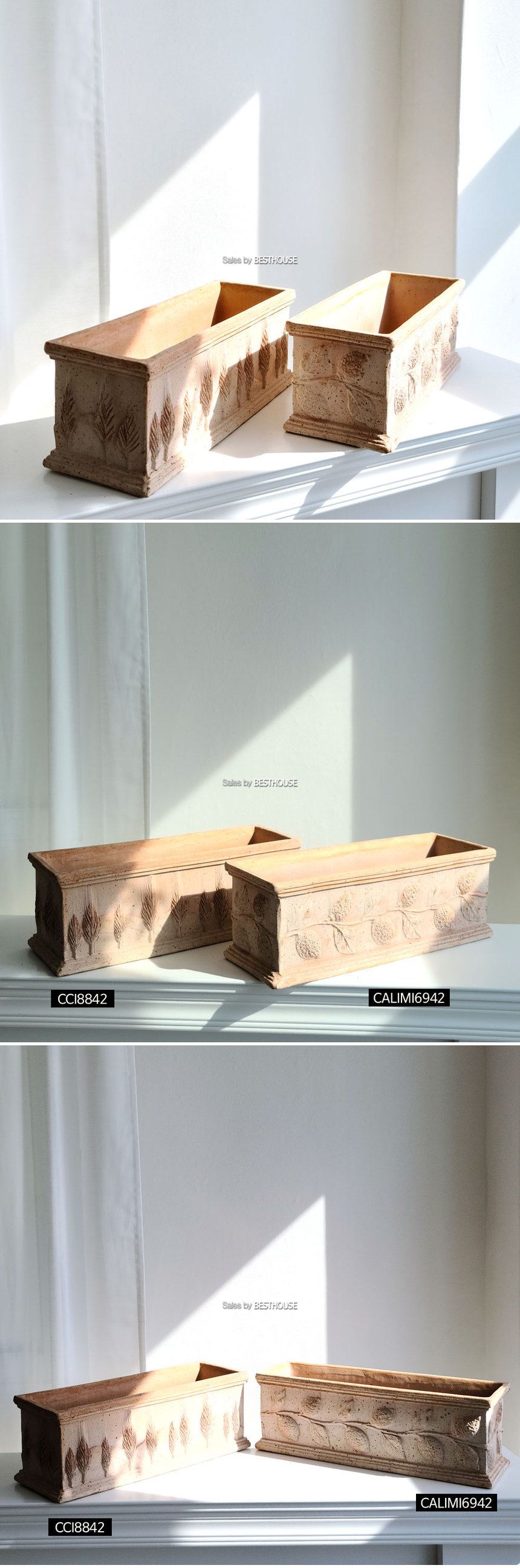 (42x14x15 CCI8842 트리) 이탈리아 수제 토분 직사각 xx42 42x14x15cm/북유럽스타일화분/북유럽화분/행복한