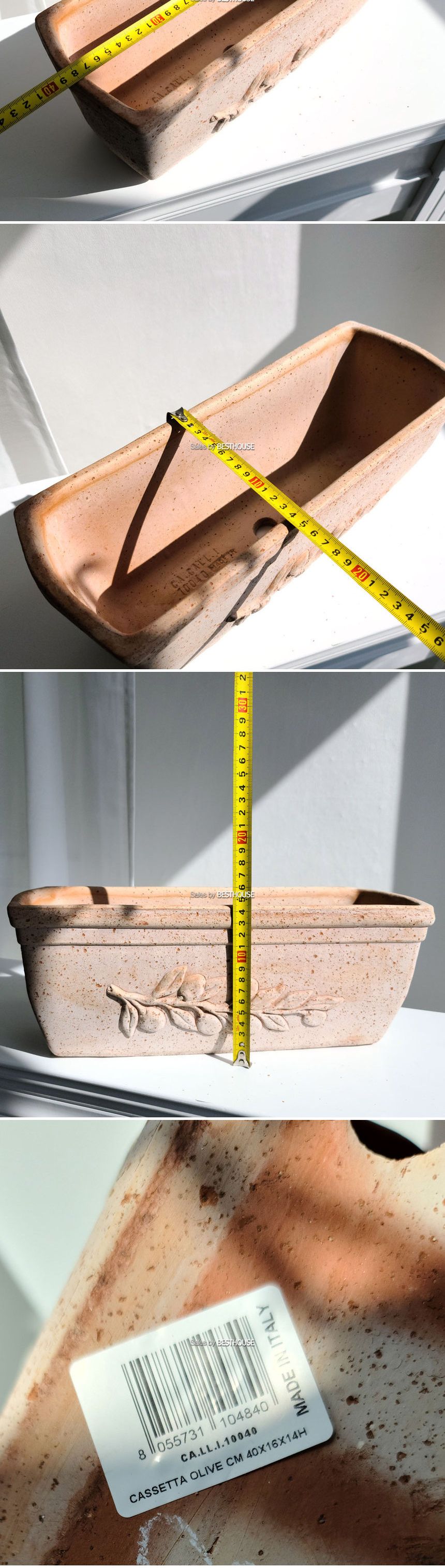 이탈리아 수제 토분 직사각 LL10040 40x14x14cm/토분/수제토분/장식화분/디자인화분/실내화분/식물화분/화