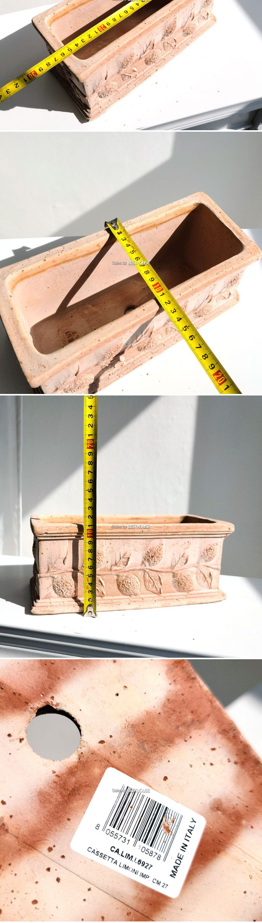 이탈리아 수제 토분 직사각 LIM6927 27x12x11cm/테라코타/빈티지토분/테라코타화분/토기화분/토분/인테리어