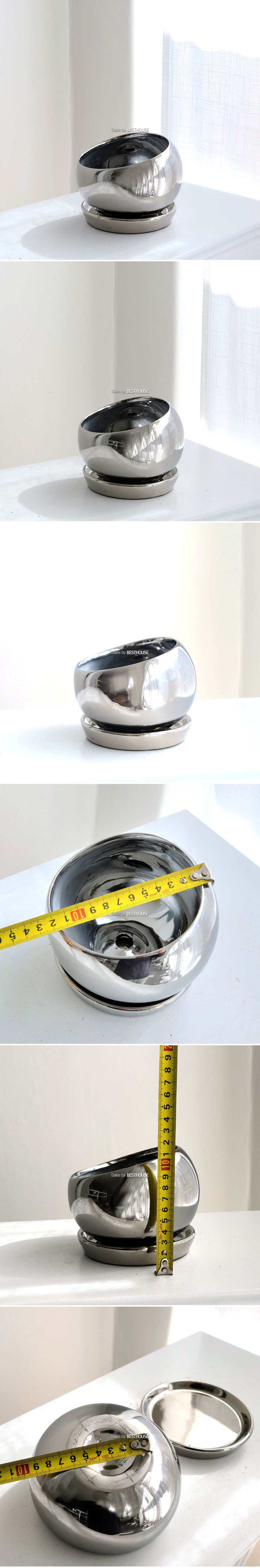 모던 도기 사선반원 화분 12x12cm 건메탈 블루/도기화분/사선반원화분/장식화분/디자인화분/실내화분/식물