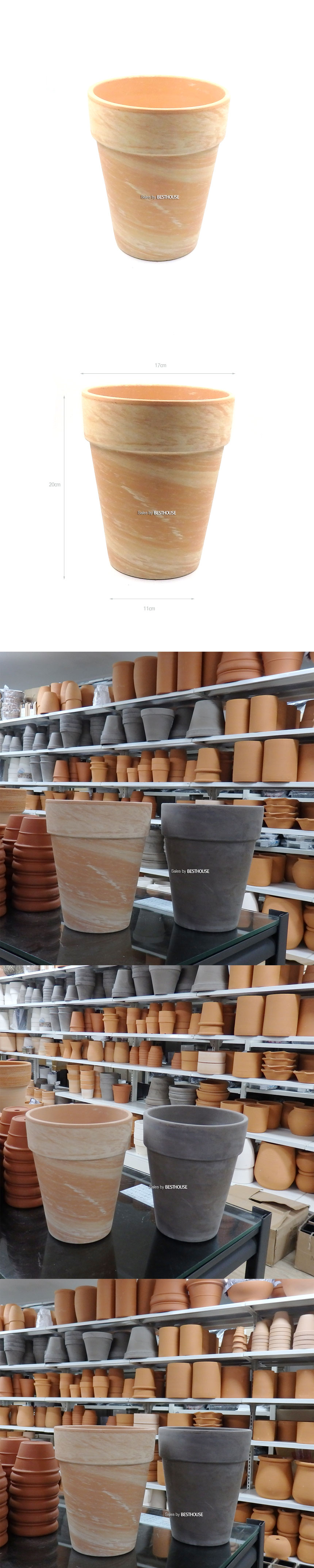 독일산 마블링 긴기본형 소 17x20cm 토분/토분/마블링토분/장식화분/디자인화분/실내화분/식물화분/화분/인