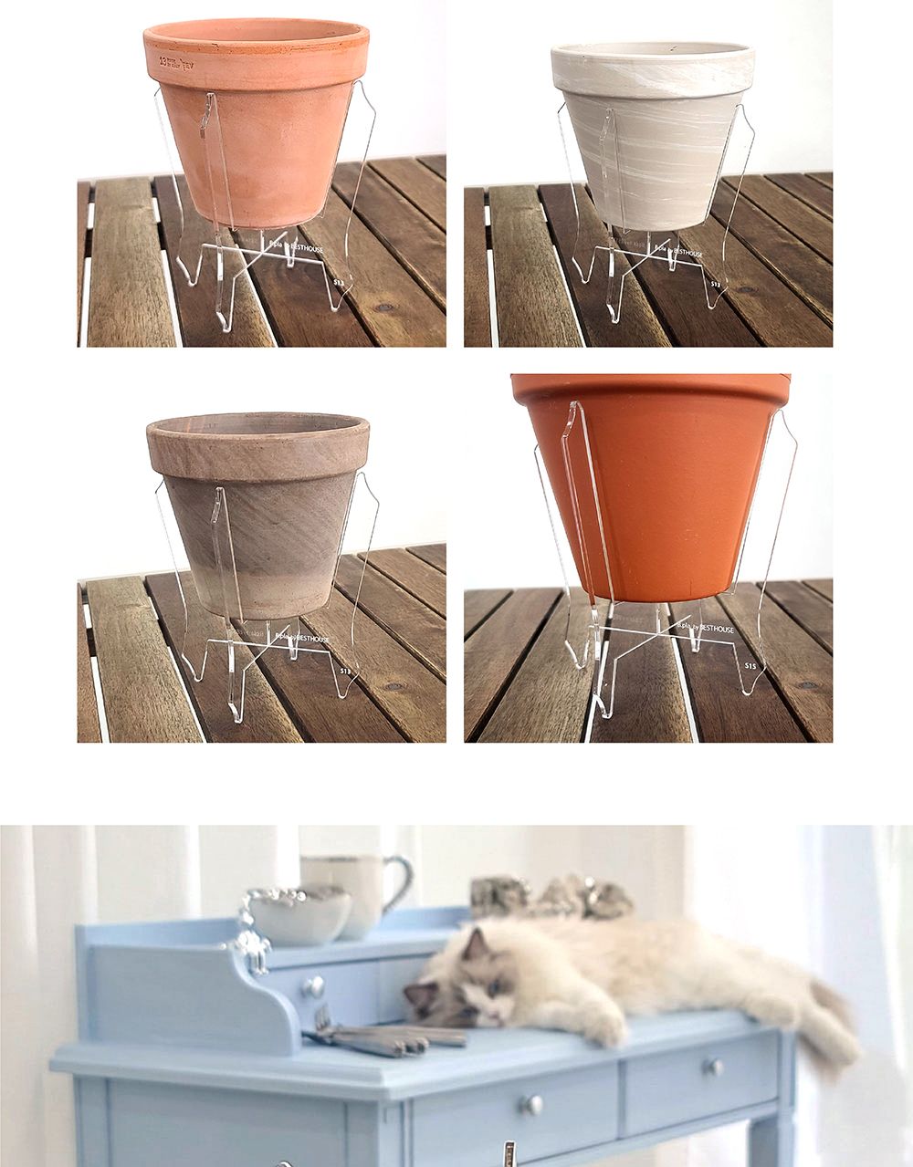 베하몰 퍼펙트핏 클리어 화분 스텐드 S15/화분받침/화분받침스탠드/투명화분받침/플라스틱화분받침/인테리