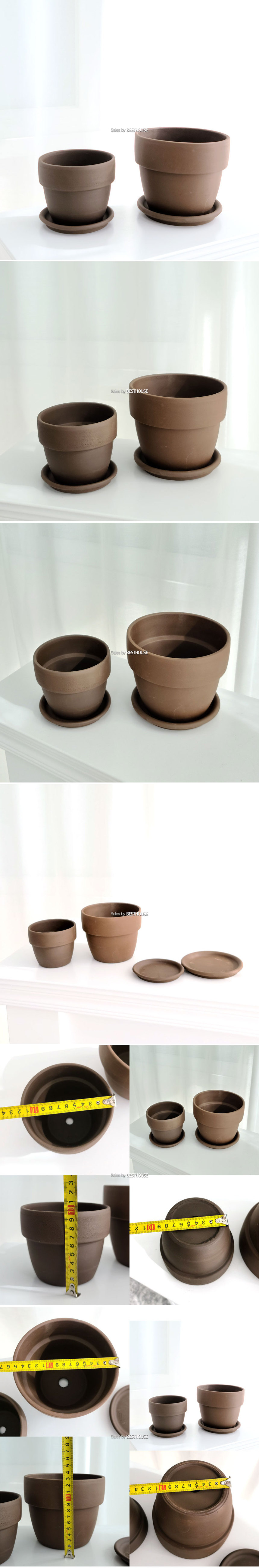 (D12x10cm) 테라원 초코 팽이 토분 (받침셋트)/화분/원예용품/홈가든/홈가든용품/거실화분/가정용화분/인테
