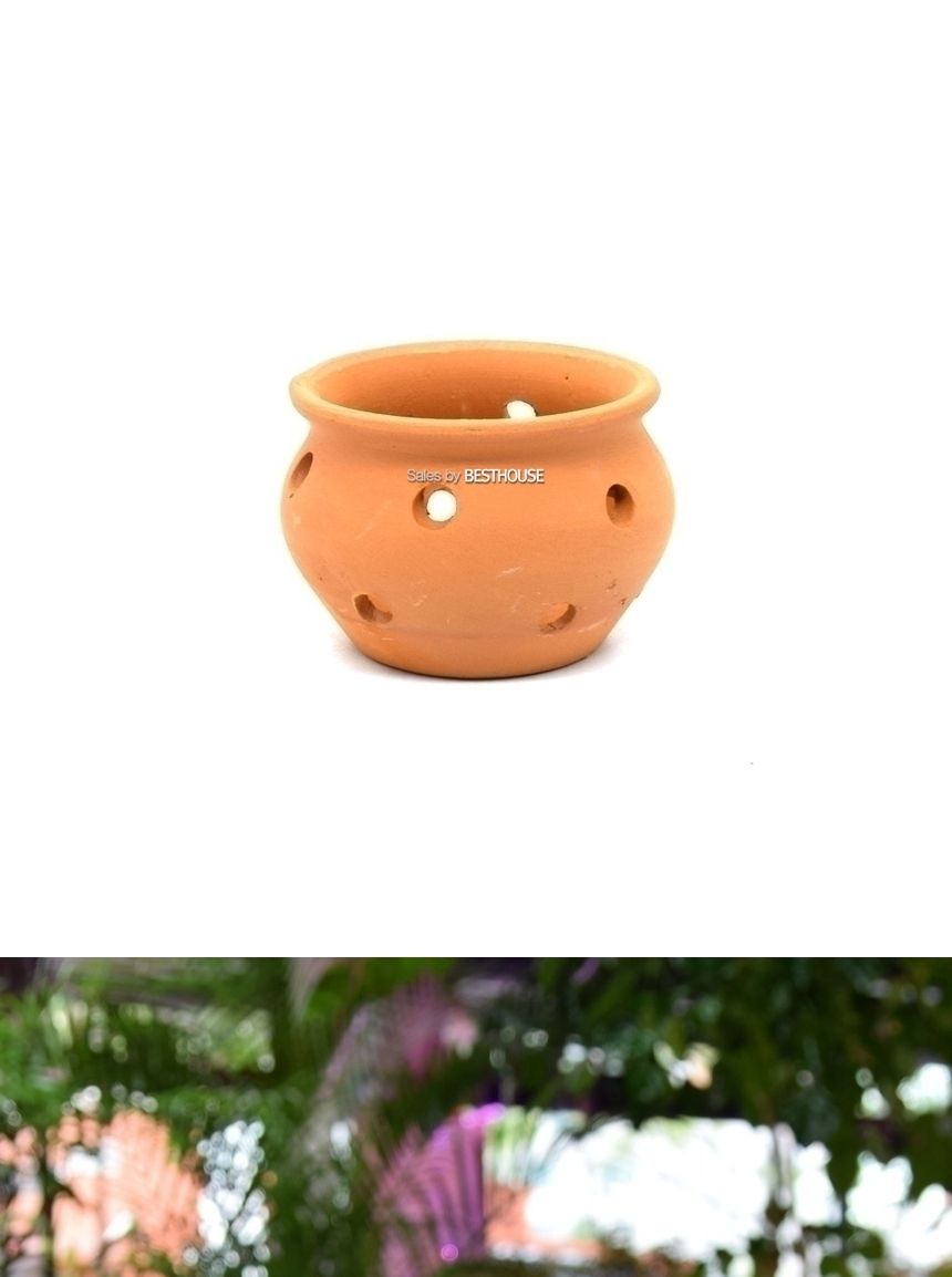 황토빛 공중걸이 식물용 타공 토분 단지형 11x8cm/토분/공중걸이토분/타공토분/단지형토분/장식화분/식물화