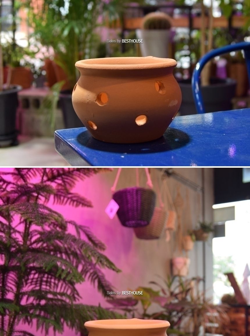 황토빛 공중걸이 식물용 타공 토분 단지형 11x8cm/토분/공중걸이토분/타공토분/단지형토분/장식화분/식물화